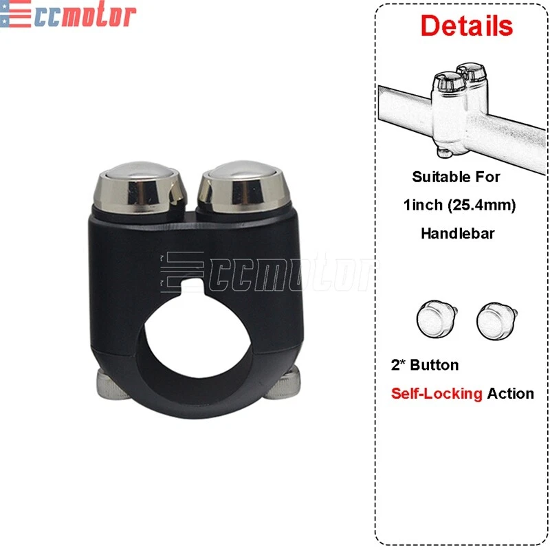 Interruptor de bocina de manillar universal pestillo interruptor de botón autobloqueante para barra de 1" 25 mm Foto 3 de 4
