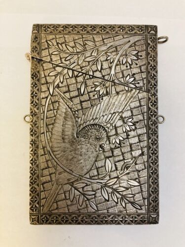 Antique Card Holder * Silver * Bird - Picture 1 of 8