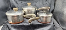 Revere  Copper Bottom Sauce Pans W/ Lids 1 , 1.5 and 3 QT