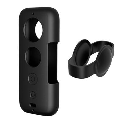 Silikon Hülle Schutz Stoßfest mit Objektiv Case für Insta360 One X Schwarz