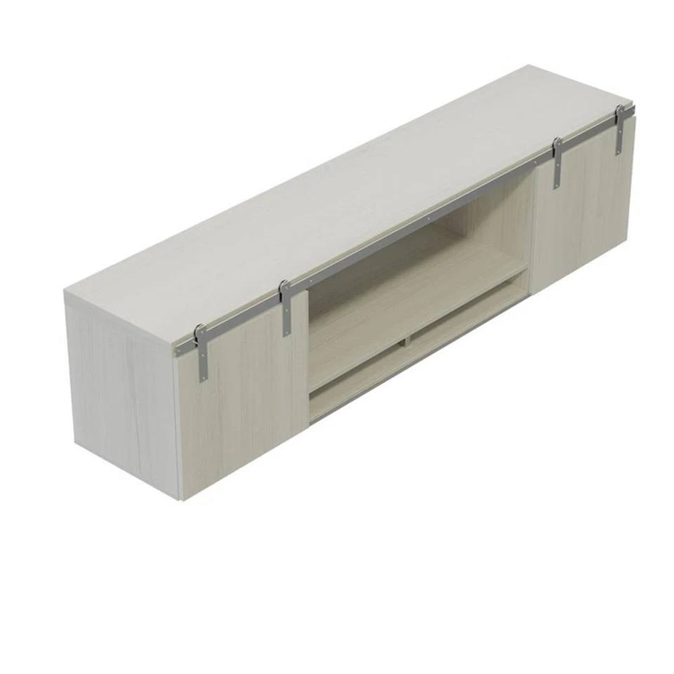 Mirella 72" Cabaña Montada en la Pared con Puertas Correderas de Madera en Fresno Blanco Foto 2 de 3