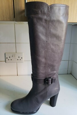 UNISA DESIGNER UK 6 EU 39 DAMEN GRAU ECHTLEDER KNIEHOHE WINTERSTIEFEL