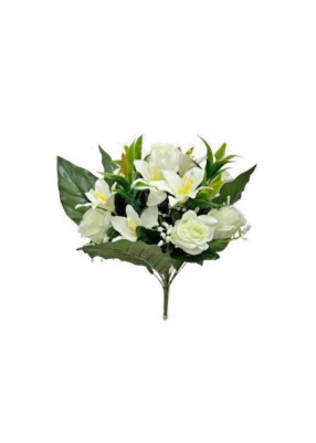 Rose & Lily Artifical Bunche weiß Maße 44 cm