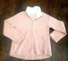 Women's Old Navy Pink Sherpa 1/4 Zip Pullover Size Medium