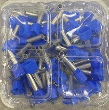 BM 00559 Insulated End Sleeve/Bootlace Lug,2 X 2.5mm2/14 AWG, Blue, 100 Pc's Pkt