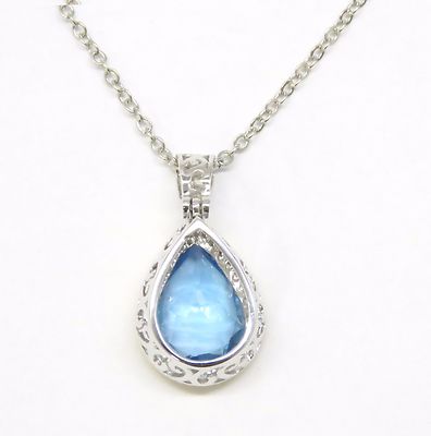 P6276S 4.7ct. Natural Blue Topaz Pear Shape Two Tone Sterling