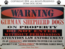 Metal Warning German Shepherd Dogs Sign For FENCE ,Beware Of Dog 8"x12"