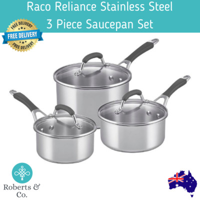 Raco Reliance Stainless Steel 3 Piece Saucepan Set Cookware Saucepan ...