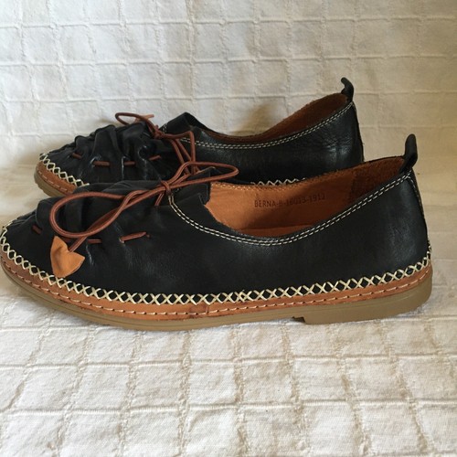 Spring Step Berna Elastic Tie Black Leather Loafers Comfort Shoe Women US8 EU39 - Picture 9 of 17