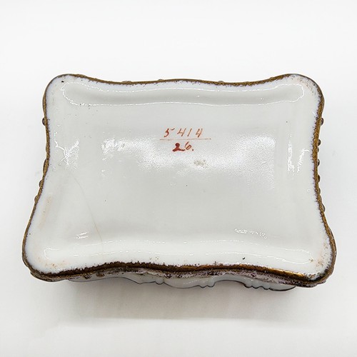 Vintage Porcelain Ink Well Hand Painted Floral Gilded Numbered 4"x3" READ - Picture 10 of 10
