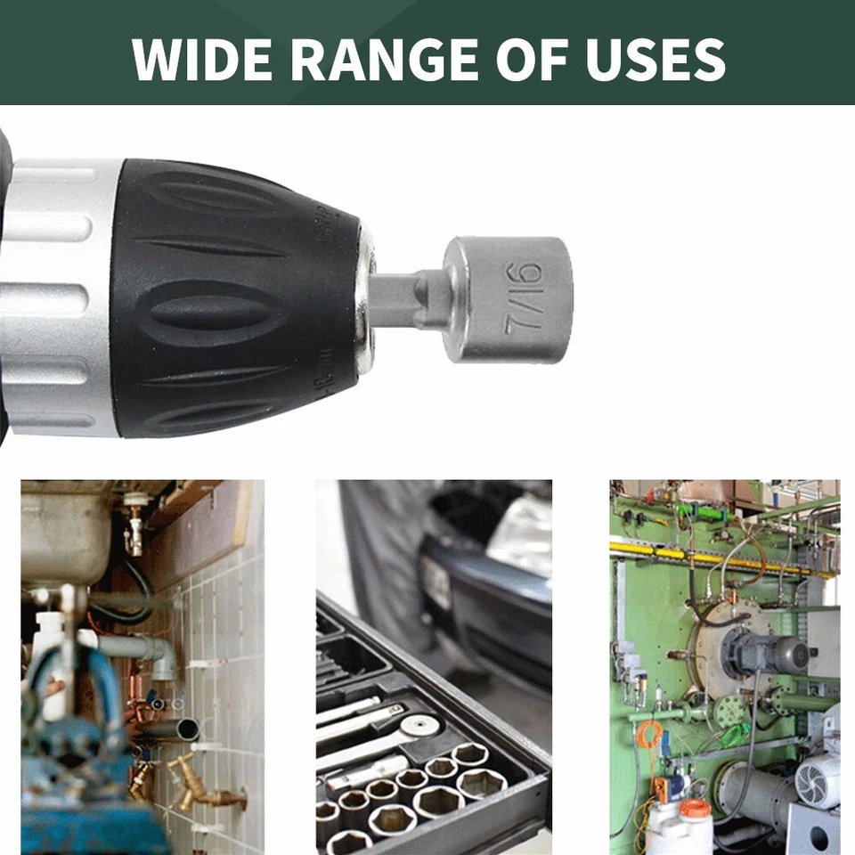 14Pcs Power Nuts Driver Drill Bit Set Metric Socket Wrench 1/4'' Driver Hex Keys - Image 2 of 4