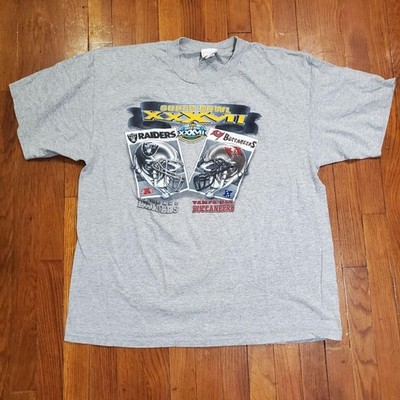 Vintage Super Bowl XXXVII Shirt Mens XL Gray NFL Football Raiders Buccaneers NFL