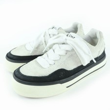 Very Good CHANEL Low cut sneakers COCO Mark Lace-up Suede Leather 36 G45208