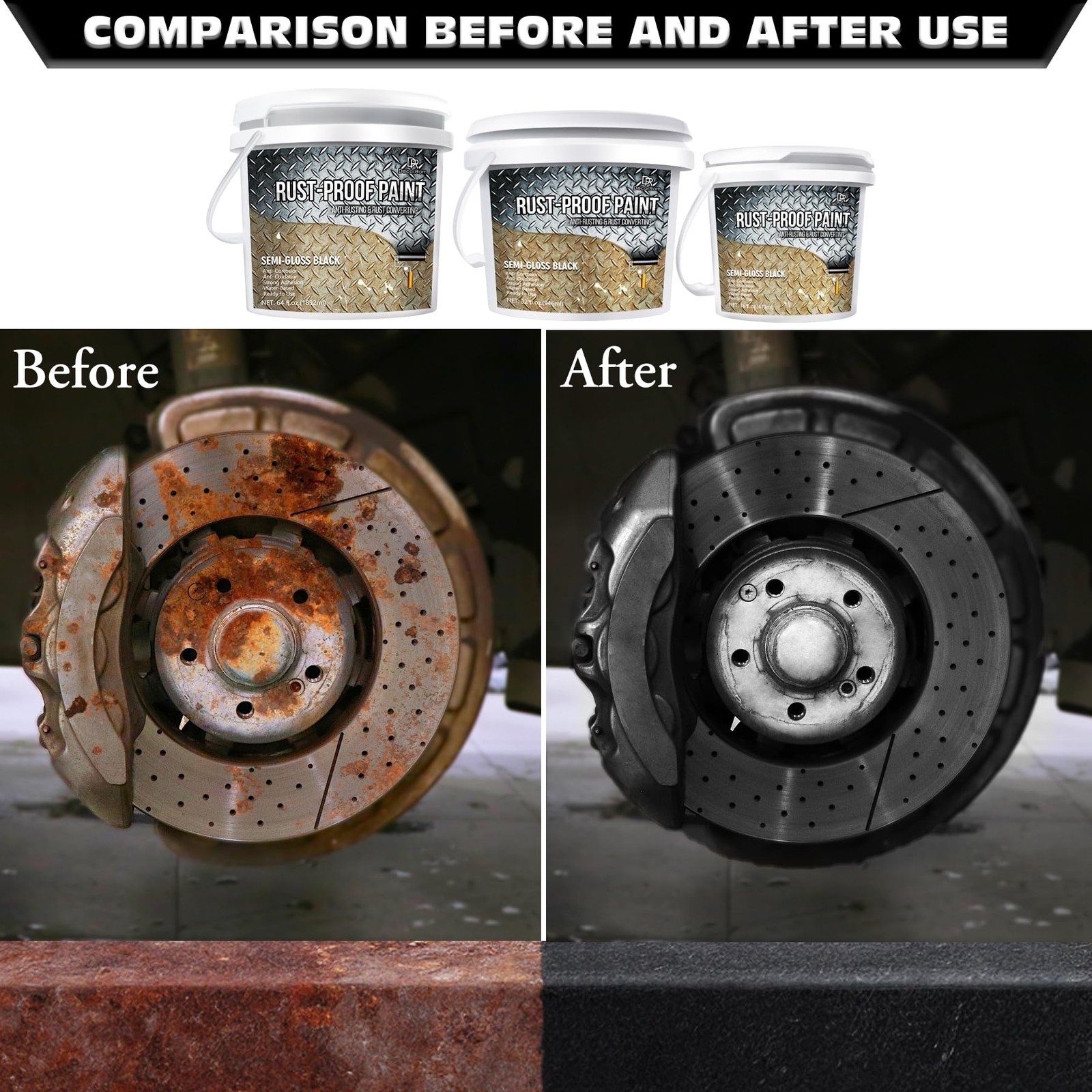 Rust Converter Paint - 16oz Water-Based Rust Reformer & Metal Primer, Semi-Gl...