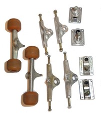 Lot of vintage Variflex skateboard trucks and wheels