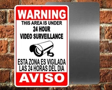 CCTV Security Audio Video Surveillance Camera 8" x 12"Sign English/Spanish SS04