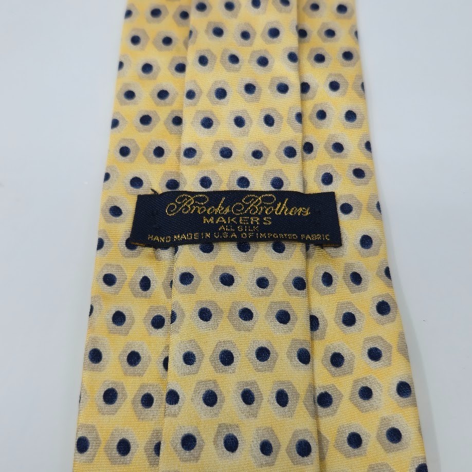 Brooks Brothers Makers Yellow Geometric Silk Tie Made in USA image 5