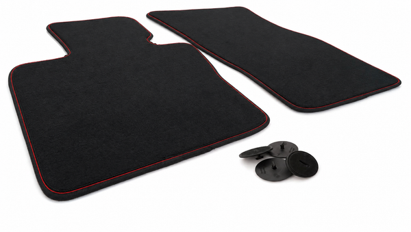 FußMatten FüR Mini F55 F56 F57 JCW Velours Schwarz / Rot Premium Matte Set Klett-image