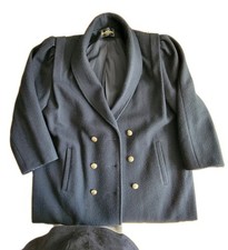 Michelle Francois Women's Double Breast Overcoat XL Wool Blend Made in USA Black