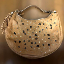 Borsa a tracolla JIMMY CHOO Zodiac Studs in pelle con nappa hobo marrone beig...