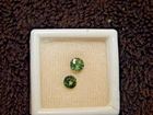 2x Natural Medium Green Sapphire Faceted Gemstones, 4.5mm Round - .97 Ct Tw