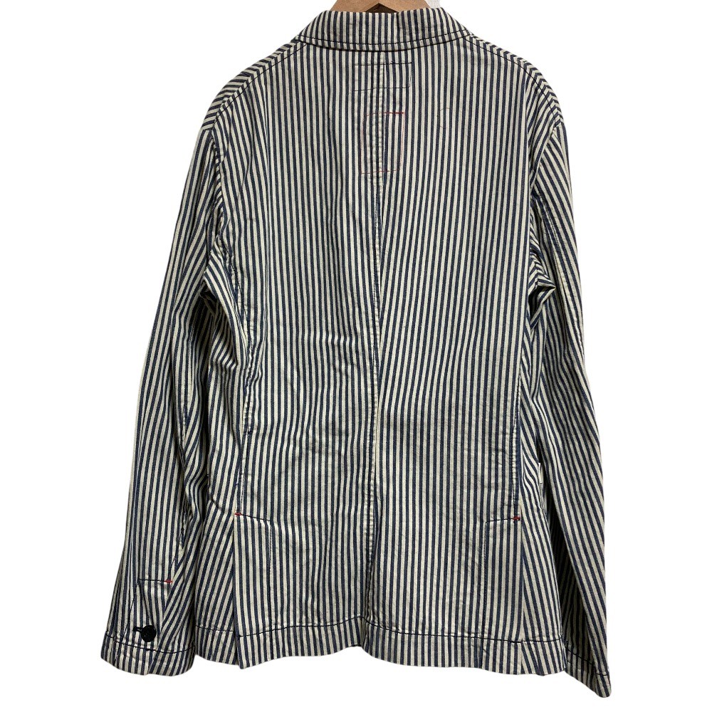 ARMANI JEANS Hickory Stripe P-Coat Jacket Size 48 White Blue mens