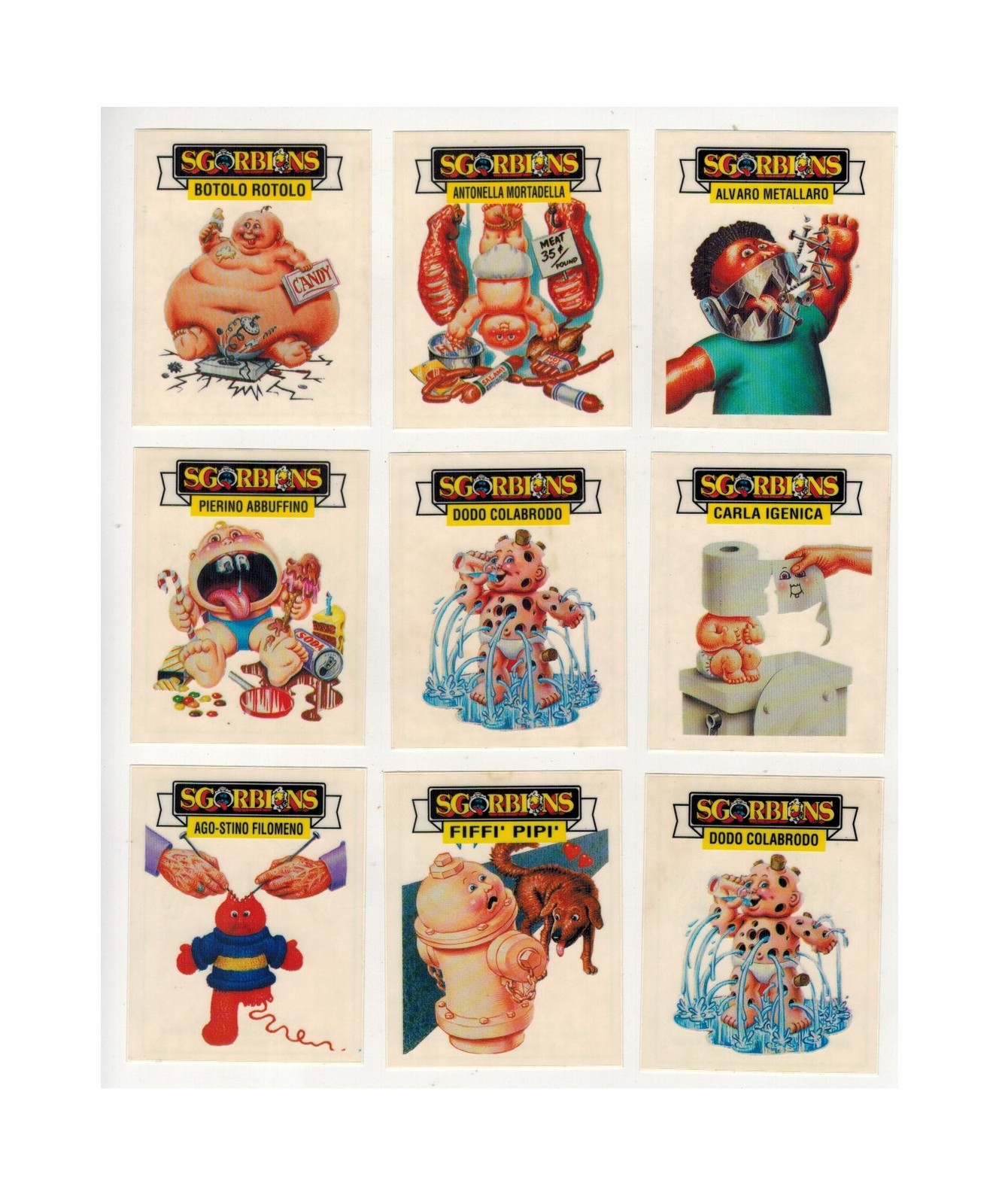 Garbage Pail Kids Holidays Special Stickers Clear Set Sgorbions