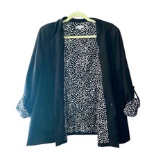 White Birch Black Blazer Jacket 1X with Shoulder Pads Office  Business Casual