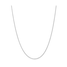 Diamond2Deal 10k White Gold 0.8mm Diamond Cut Cable Chain Necklace 14"