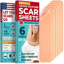 Medical Silicone Scar Sheets 6 Pack for Surgical Keloid and C-Section Scars