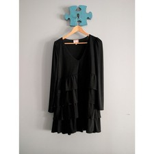 Show Me Your Mumu Black Tiered Mini Dress L Long Sleeve Ruffle Panels Boho Party