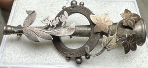 Antique 1880's Sterling Silver English Victorian Pin Brooch Amazing 4.3gr  A-160
