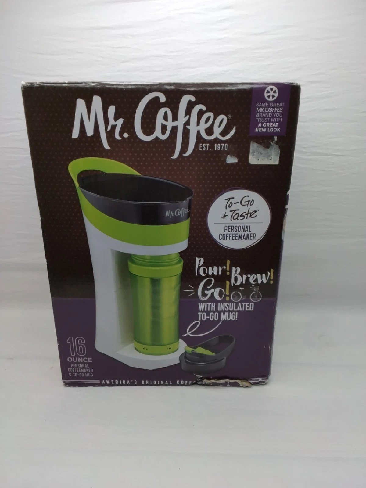 Mr Coffe Pour! Brew! Go! 16 Oz Personal Coffe Maker With Insul