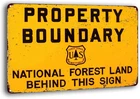 Tin Sign Property Boundary National Forest Vintage Reproduction Metal Si