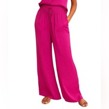 Joie Silky Wide Leg High Rise Pant Drawstring Pockets Pink Size XS