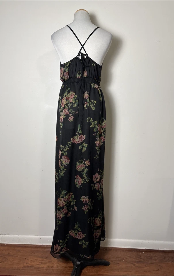 Vestido Maxi Jessica Simpson Y2K Babydoll Tamanho G Whimsigoth Floral Romântico Escuro - Imagem 2 de 4