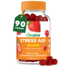 Lifeable Stress Aid Gummies with Lemon Balm, GABA And L Theanine | 90 Gummies