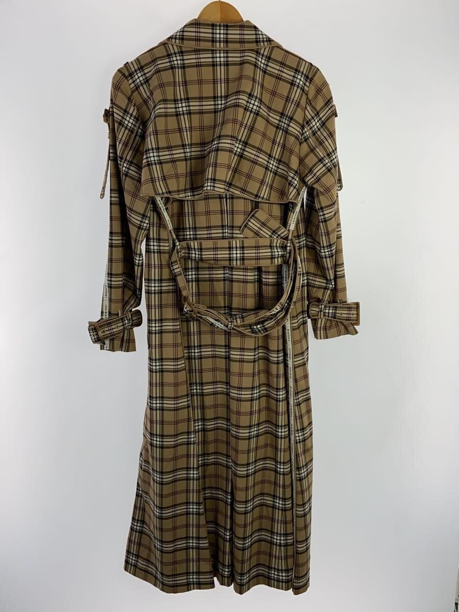 AMERI Trench Coat M Polyester Check Beige Used - image 2