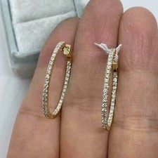 2Ct Round Cut Lab-Created Diamond Huggie Hoop Earrings 14K Yellow Gold Plated