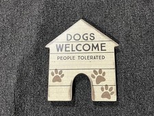 New   Dogs Welcome...People Tolerated" Wood Shelf Sign Dog Lover Decor Paw Print
