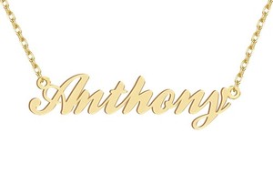 Authentic Dancing Wolf 18k Gold Plated Anthony Name Necklace Nameplate Nec