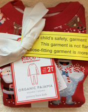 Pottery Barn Kids Organic Rudolph Tight Fit PJ Set 2T Pajamas NWT Christmas Red