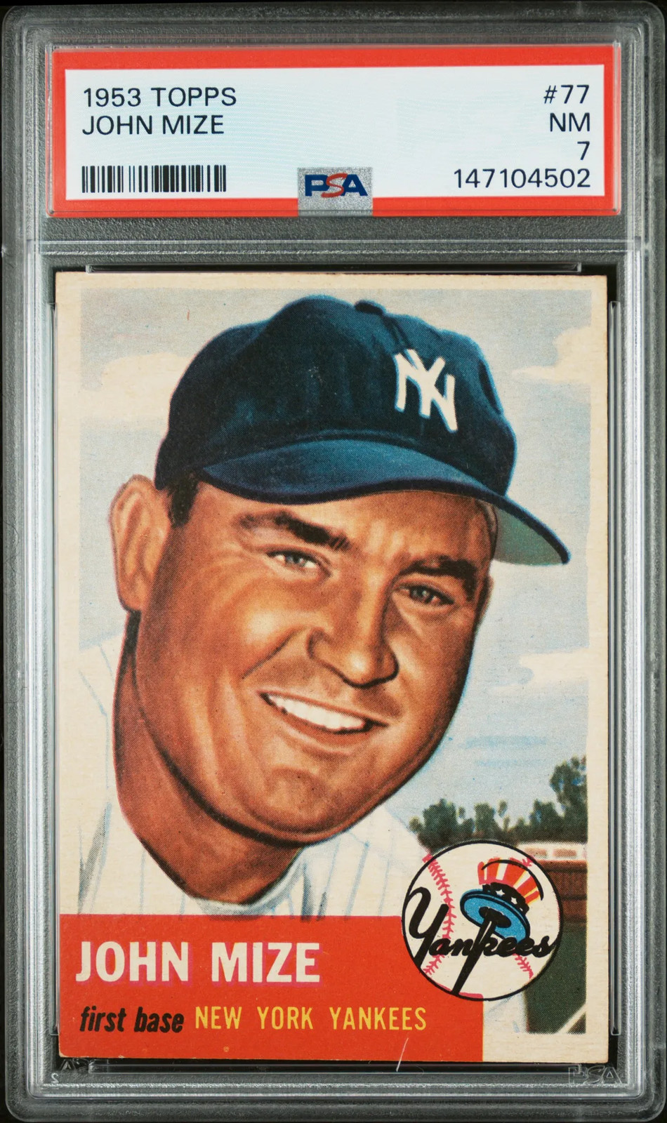 1953 Topps #77 John Mize Yankees PSA 7