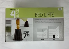 🛏️ Set of 4 Black Bed Lifts – Adds 7 Inches of Extra Storage Space