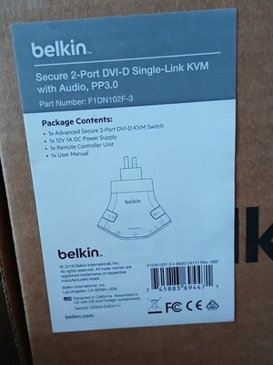 Belkin Secure 2 Port DVI-D Single Link KVM with Audio PP3.0 New Open Box x5