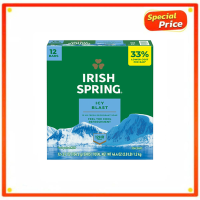 #ad #ad Irish Spring Icy Blast Deodorant Bar Soap for Men Fresh All Day 3.7 oz 12 Pk $9.99