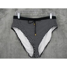 La Blanca Bikini Bottom 12 Striped High Leg High Waist Lined Beach Resort New