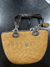 Sun N Sand Beach Tote Straw Basket Weave Snap Bag PURSE TOTE