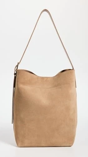 Bolso de Hombro Madewell the Essential Bucket Cuero Gamuza Tawny Caqui Foto 3 de 4