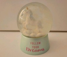 Cute unicorn snow globe "Follow Your Dreams" Wooden Base - Combine Postage -